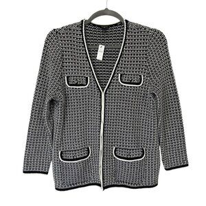 NEW‎ Talbots Tweed Sweater Jacket Women's Size 1X Black White